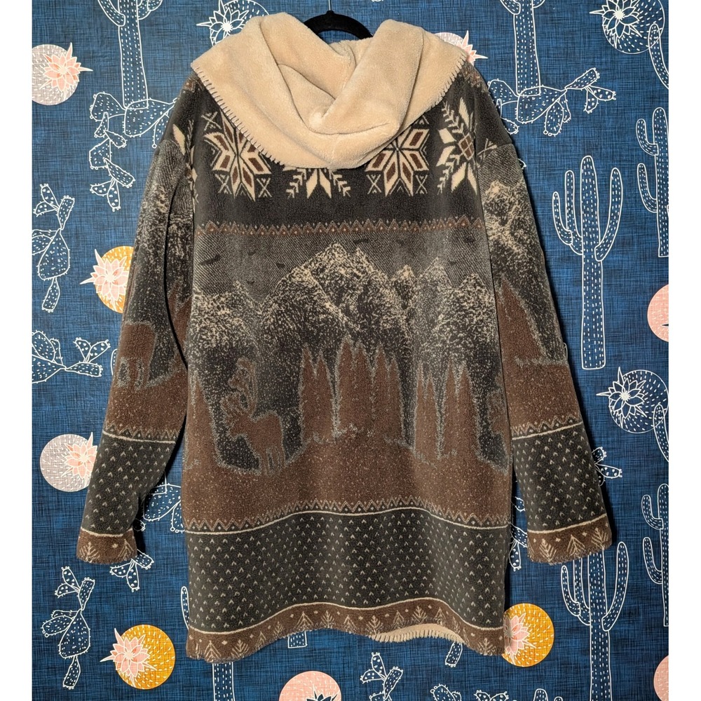 Vintage Denali Fleece Graphic Print Hooded Reversible Jacket Multicolor XL - Picture 8 of 12